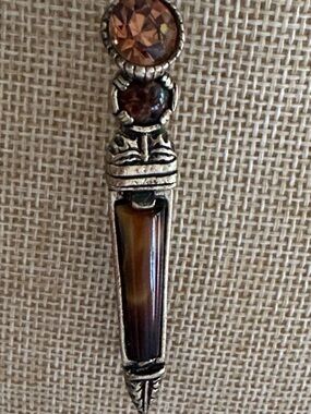Vintage Miracle faux Amber Crystal Dagger Brooch
